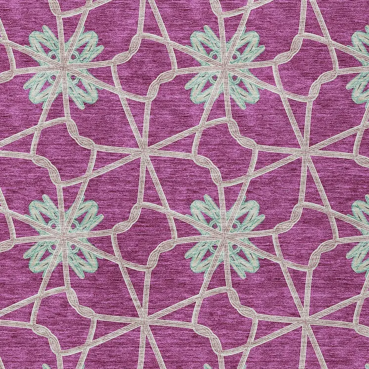 8' X 10' Blush And Aqua Geometric Washable Indoor Outdoor Area Rug