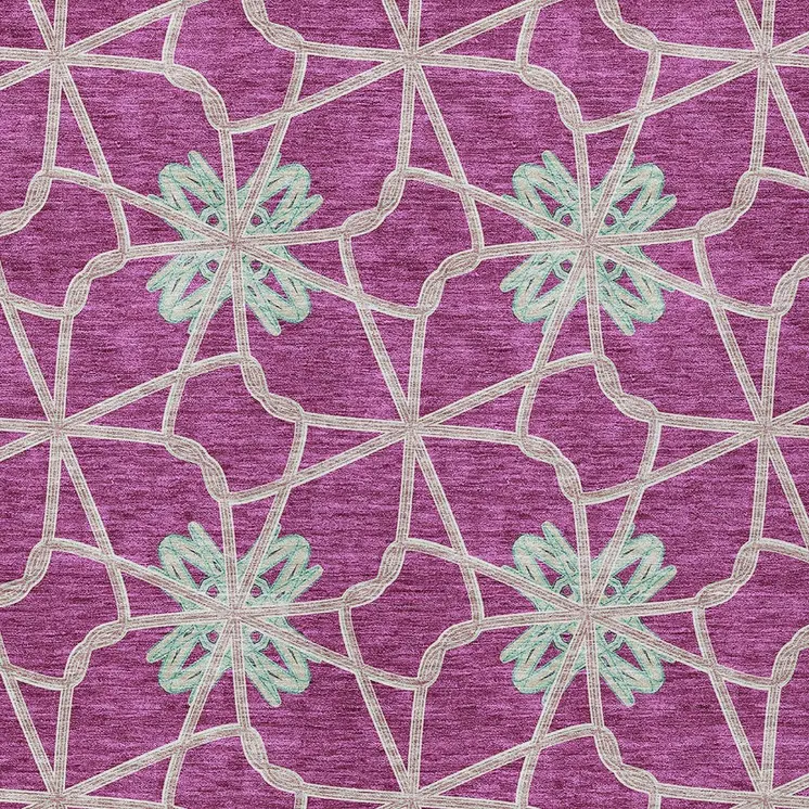 10' X 14' Blush And Aqua Geometric Washable Indoor Outdoor Area Rug