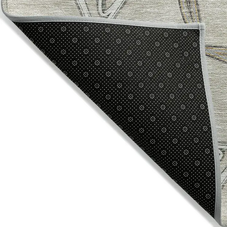 3' X 5' Beige And Taupe Geometric Washable Indoor Outdoor Area Rug