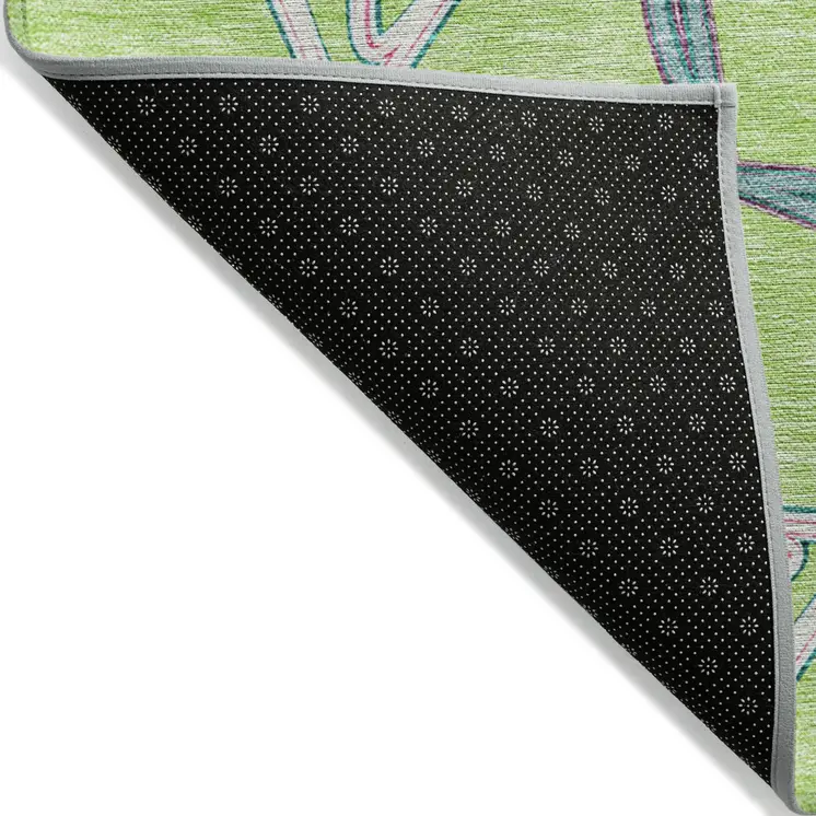 8' X 10' Lime Green And Blue Geometric Washable Indoor Outdoor Area Rug