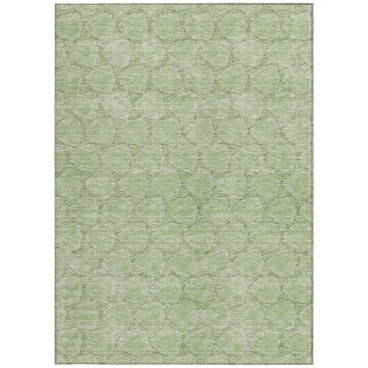 3' X 5' Sage And Ivory Geometric Washable Indoor Outdoor Area Rug