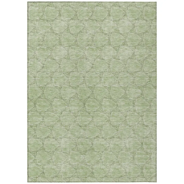 3' X 5' Sage And Ivory Geometric Washable Indoor Outdoor Area Rug