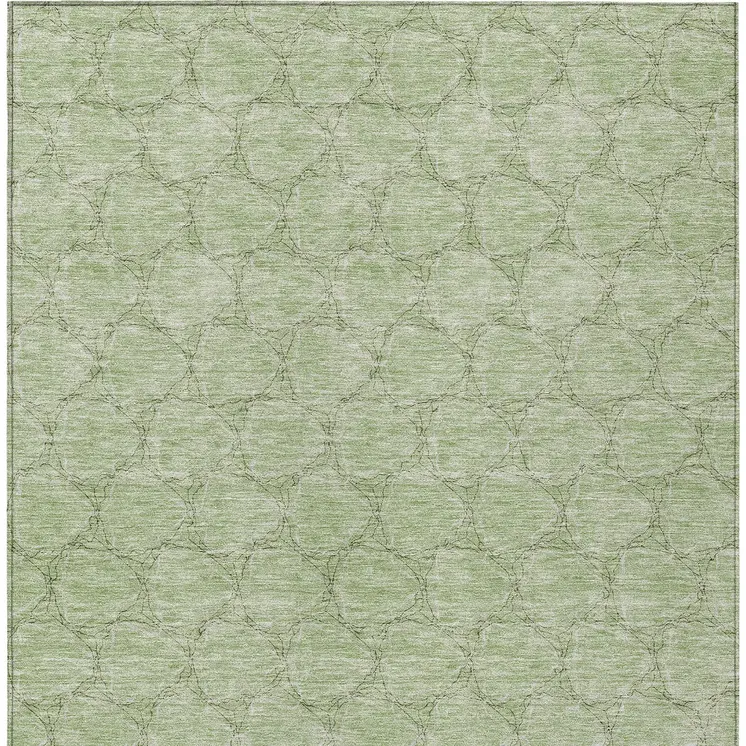 3' X 5' Sage And Ivory Geometric Washable Indoor Outdoor Area Rug