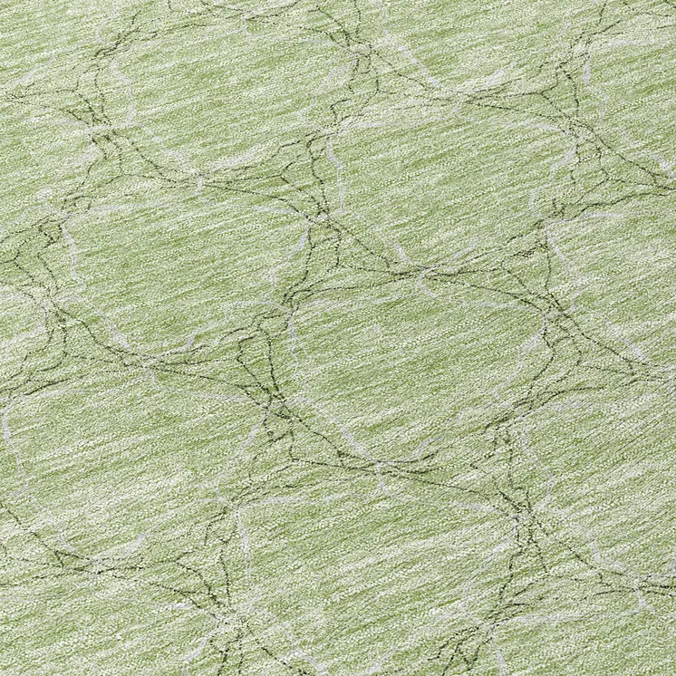 8' Sage And Ivory Round Geometric Washable Indoor Outdoor Area Rug