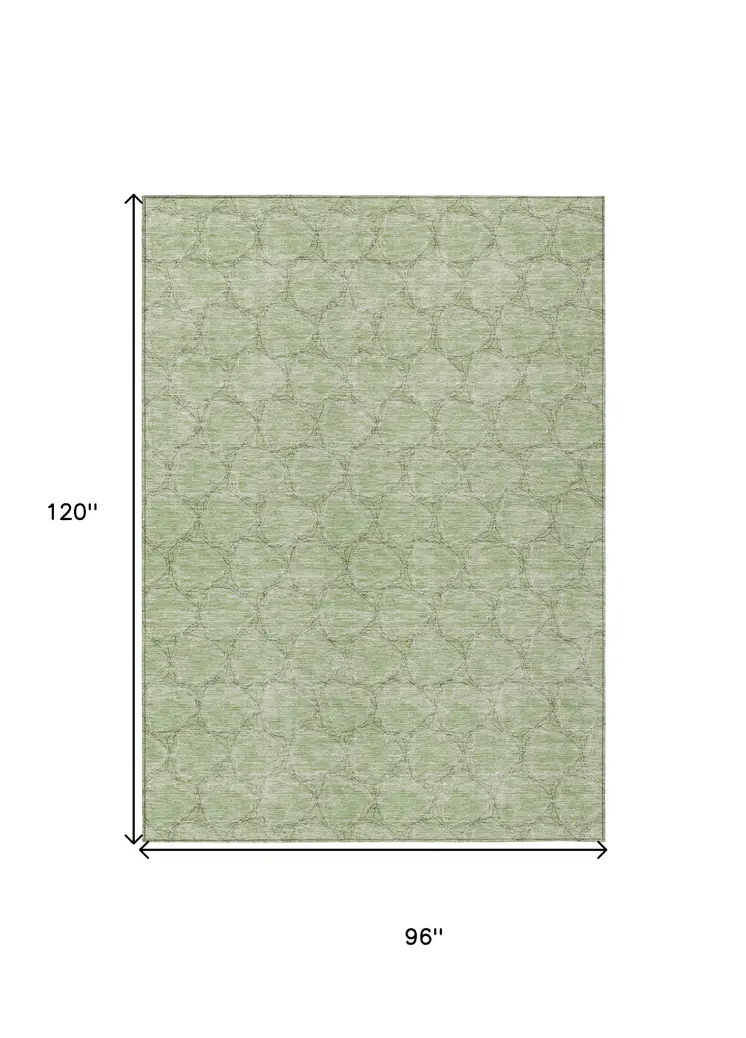 8' X 10' Sage And Ivory Geometric Washable Indoor Outdoor Area Rug