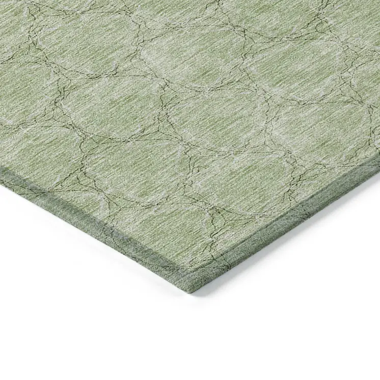 8' X 10' Sage And Ivory Geometric Washable Indoor Outdoor Area Rug