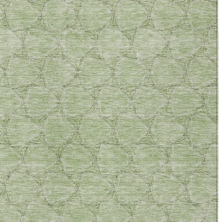 9' X 12' Sage And Ivory Geometric Washable Indoor Outdoor Area Rug