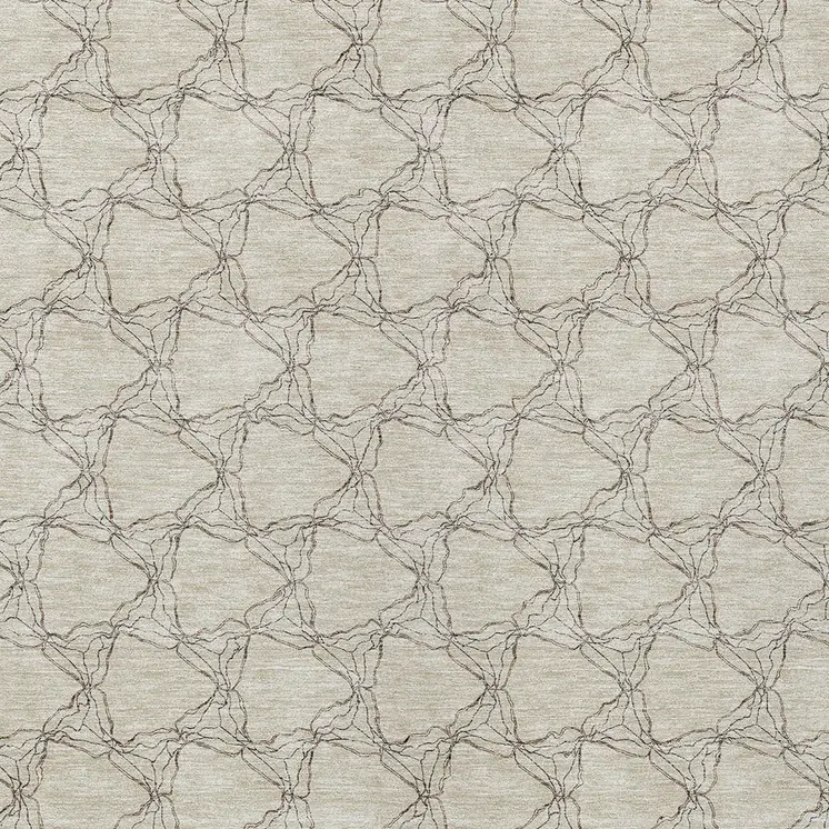 9' X 12' Beige And Taupe Geometric Washable Indoor Outdoor Area Rug
