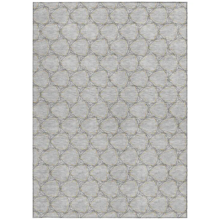 3' X 5' Gray And Black Geometric Washable Indoor Outdoor Area Rug