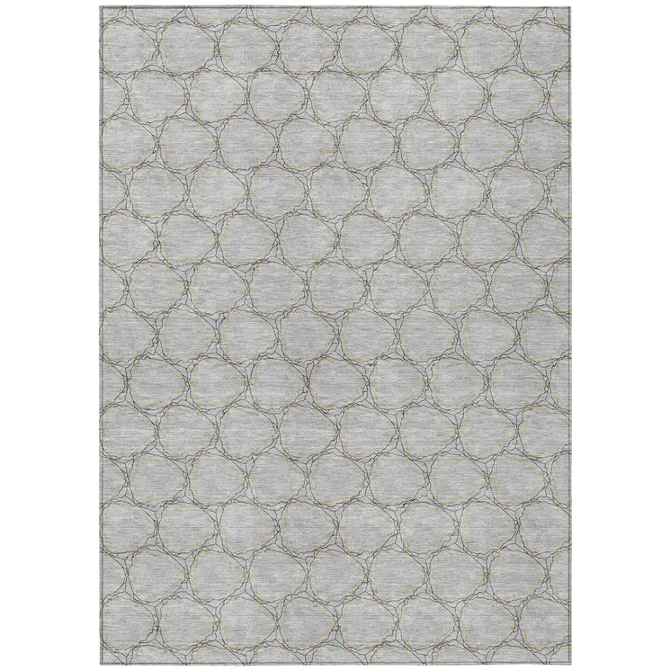 3' X 5' Gray And Black Geometric Washable Indoor Outdoor Area Rug