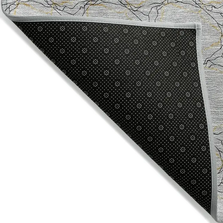 3' X 5' Gray And Black Geometric Washable Indoor Outdoor Area Rug