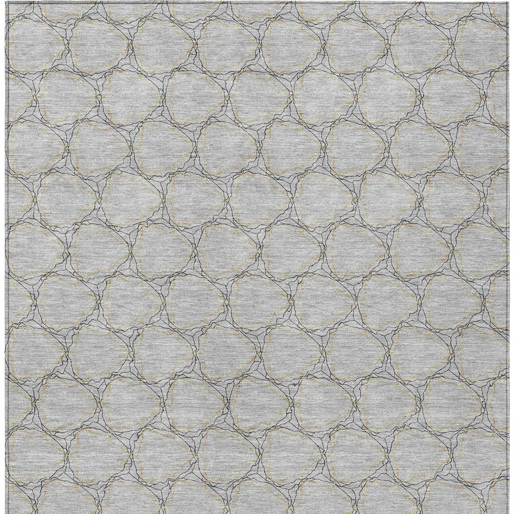 3' X 5' Gray And Black Geometric Washable Indoor Outdoor Area Rug