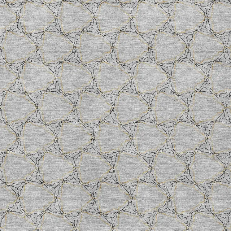 5' X 8' Gray And Black Geometric Washable Indoor Outdoor Area Rug