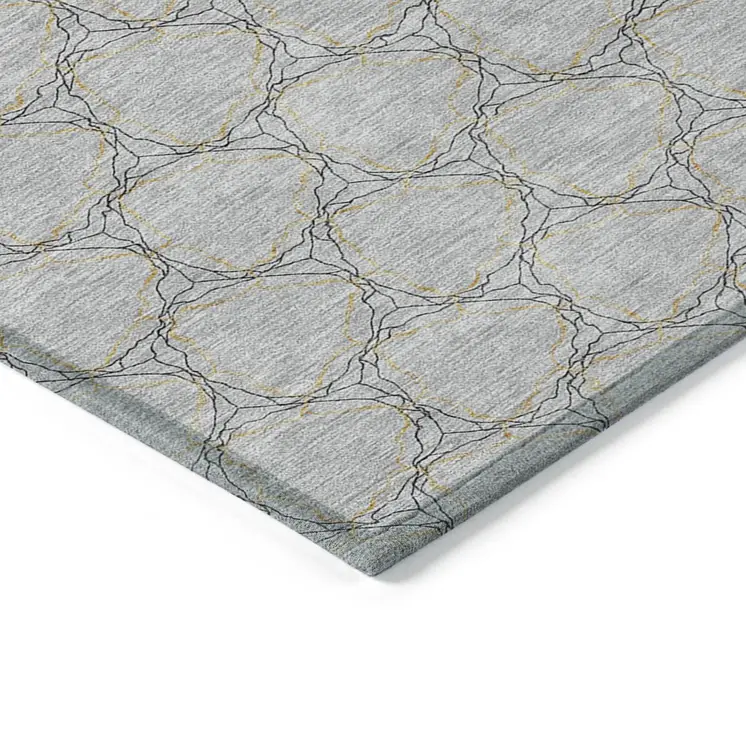 8' X 10' Gray And Black Geometric Washable Indoor Outdoor Area Rug