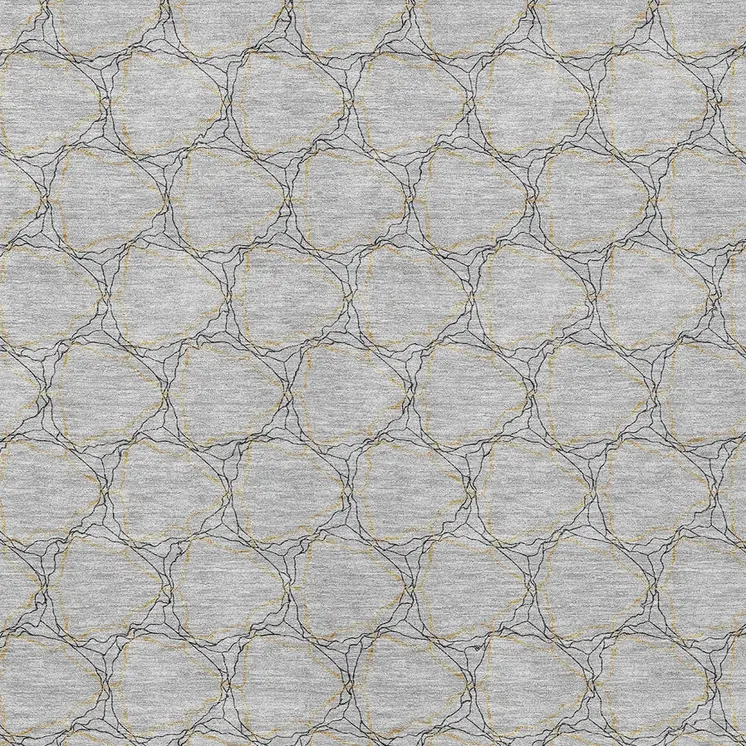 8' X 10' Gray And Black Geometric Washable Indoor Outdoor Area Rug