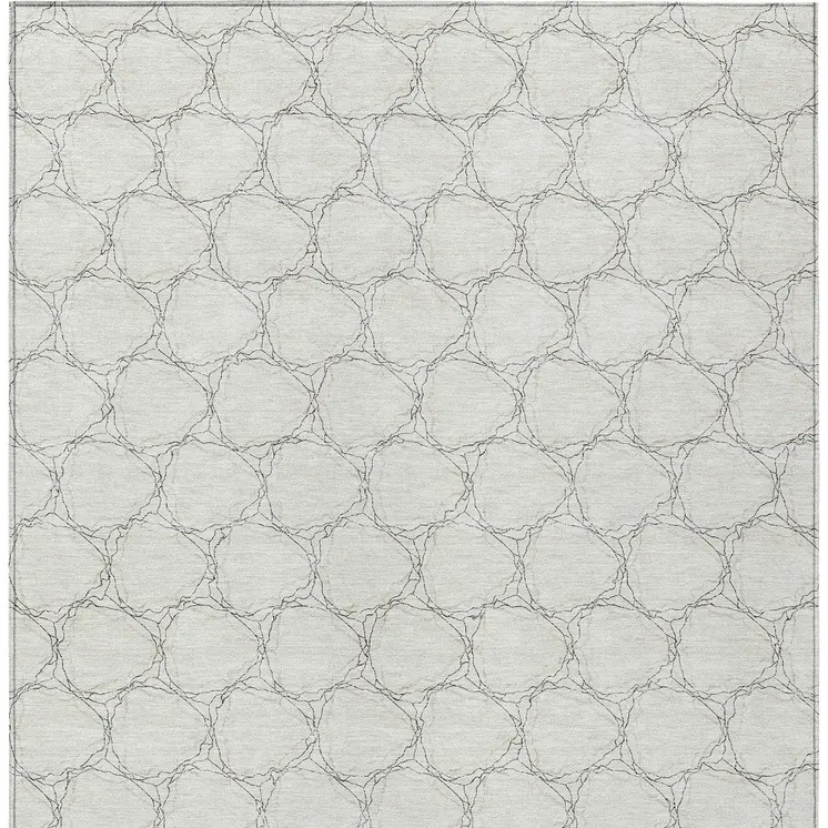 5' X 8' Ivory And Black Geometric Washable Indoor Outdoor Area Rug