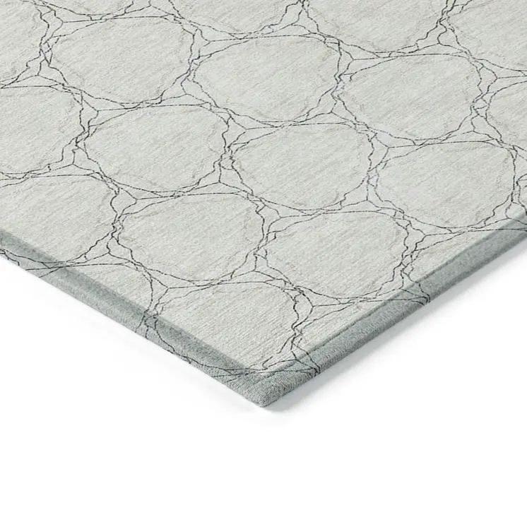 5' X 8' Ivory And Black Geometric Washable Indoor Outdoor Area Rug