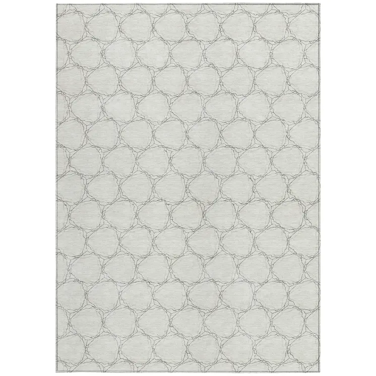 9' X 12' Ivory And Black Geometric Washable Indoor Outdoor Area Rug