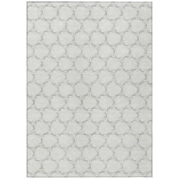 9' X 12' Ivory And Black Geometric Washable Indoor Outdoor Area Rug