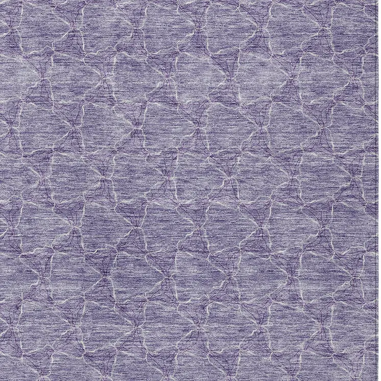3' X 5' Lavender And Ivory Geometric Washable Indoor Outdoor Area Rug