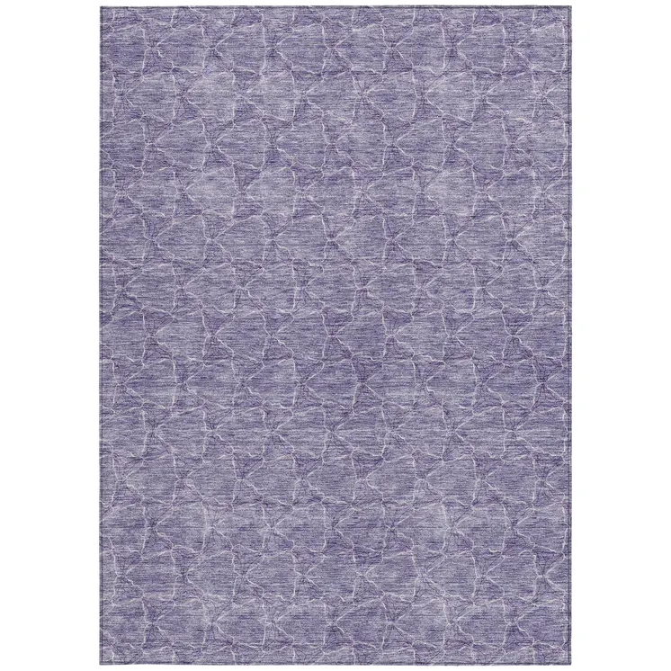 5' X 8' Lavender And Ivory Geometric Washable Indoor Outdoor Area Rug