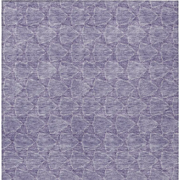 5' X 8' Lavender And Ivory Geometric Washable Indoor Outdoor Area Rug