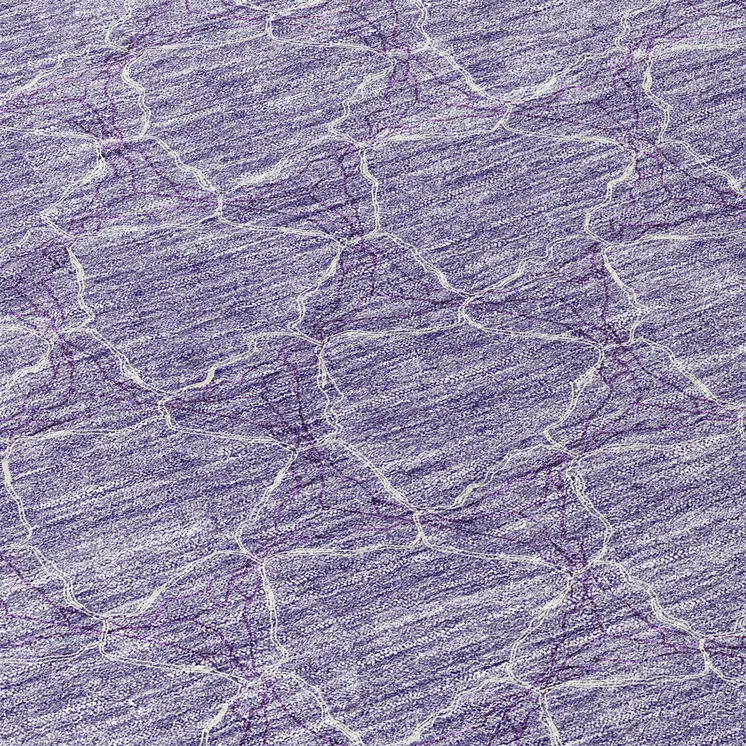 8' Lavender And Ivory Round Geometric Washable Indoor Outdoor Area Rug