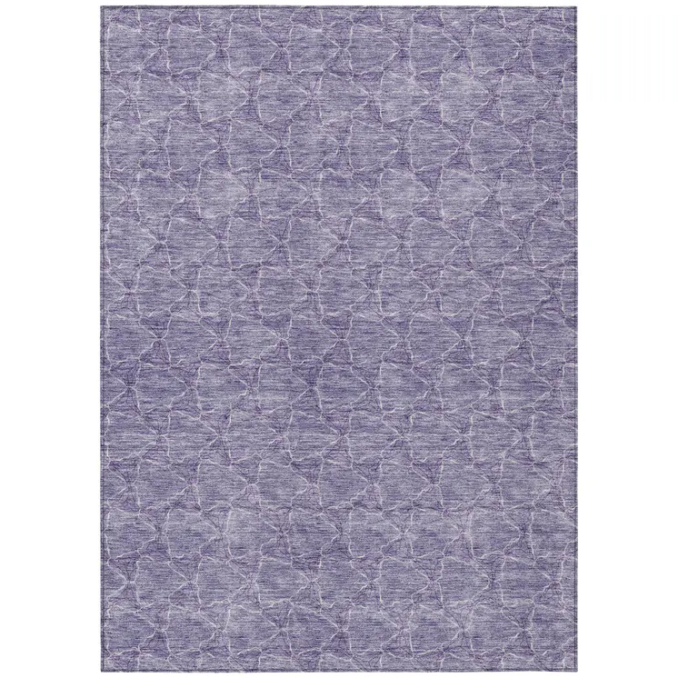 8' X 10' Lavender And Ivory Geometric Washable Indoor Outdoor Area Rug