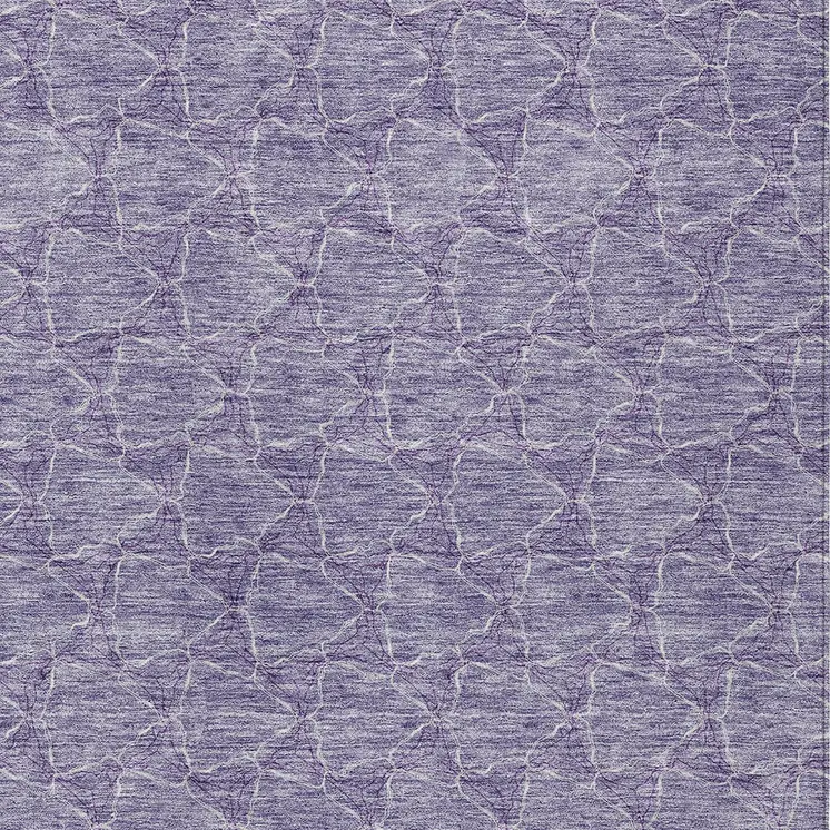8' X 10' Lavender And Ivory Geometric Washable Indoor Outdoor Area Rug