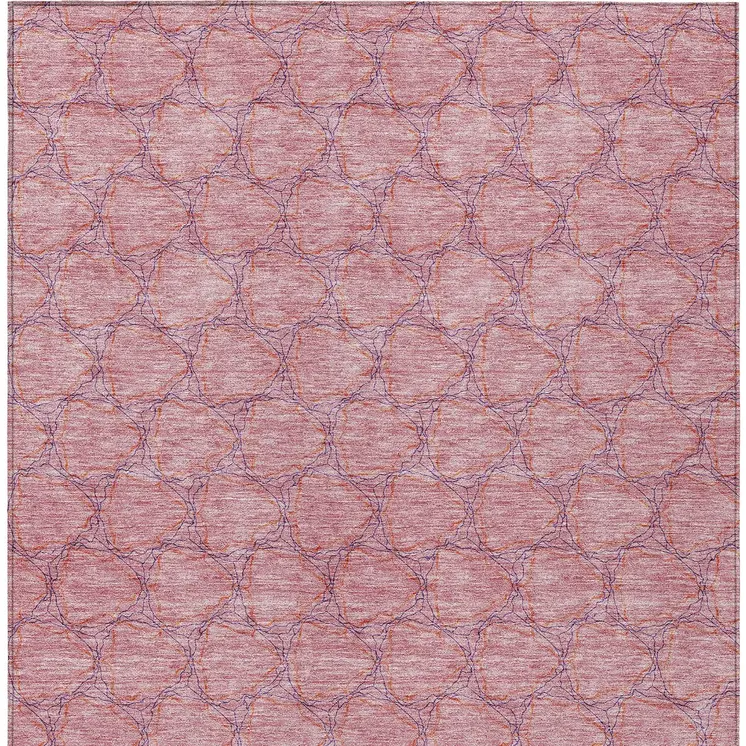 3' X 5' Pink And Purple Geometric Washable Indoor Outdoor Area Rug
