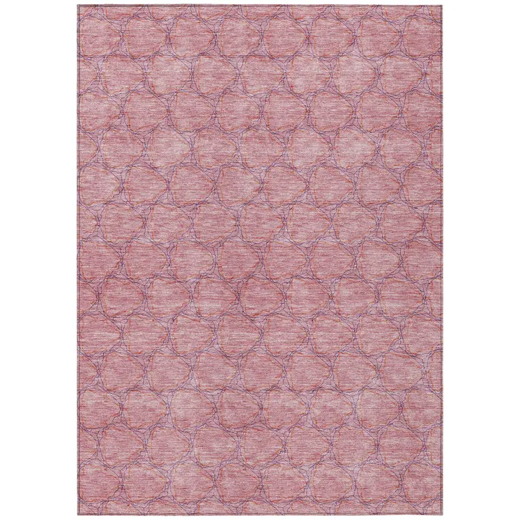 8' X 10' Pink And Purple Geometric Washable Indoor Outdoor Area Rug