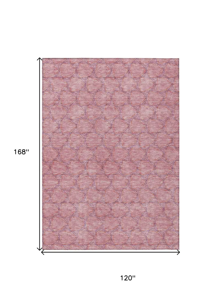 10' X 14' Pink And Purple Geometric Washable Indoor Outdoor Area Rug
