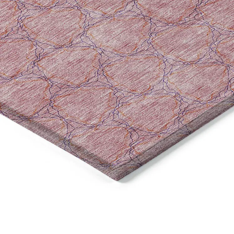 10' X 14' Pink And Purple Geometric Washable Indoor Outdoor Area Rug