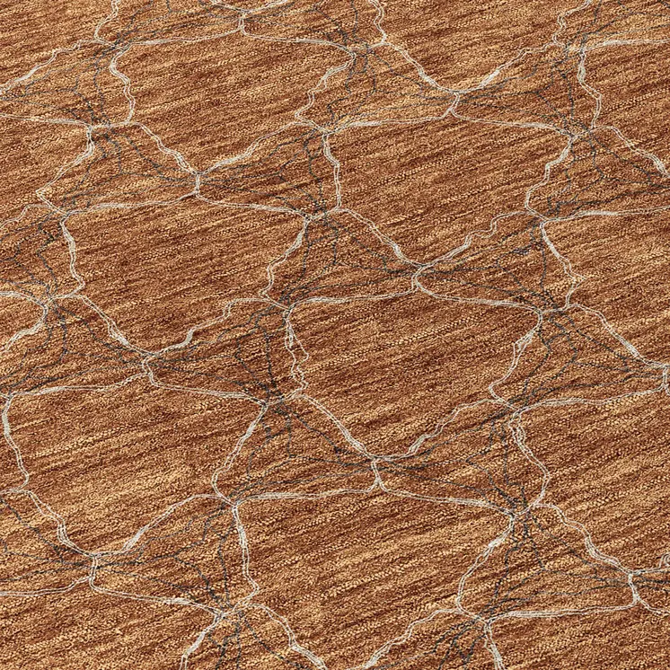 8' Orange And Ivory Round Geometric Washable Indoor Outdoor Area Rug
