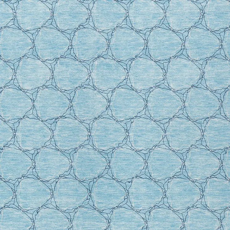 10' X 14' Sky Blue And Navy Blue Geometric Washable Indoor Outdoor Area Rug