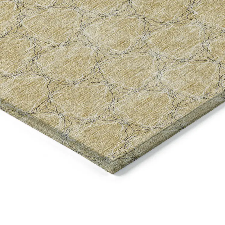 8' X 10' Wheat And Gray Geometric Washable Indoor Outdoor Area Rug