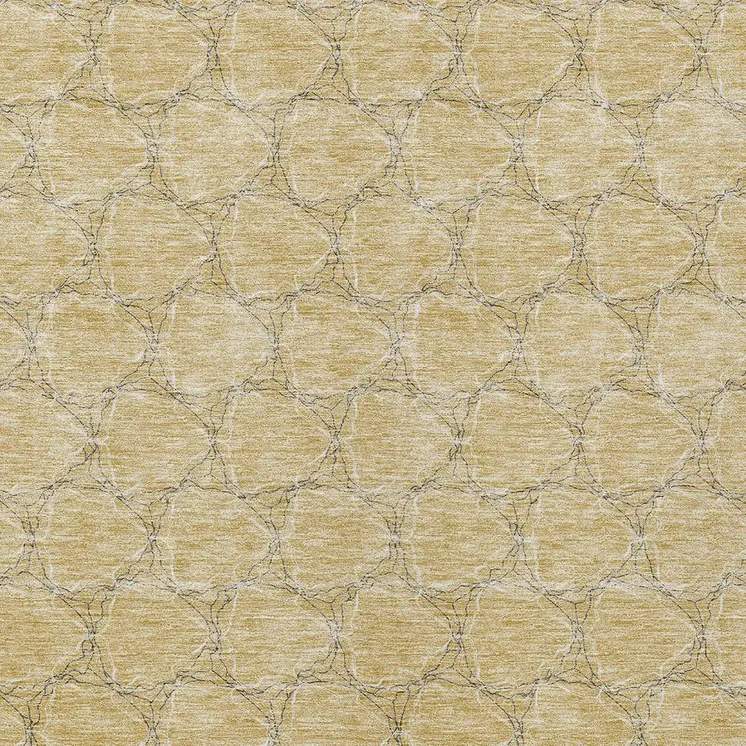 9' X 12' Wheat And Gray Geometric Washable Indoor Outdoor Area Rug