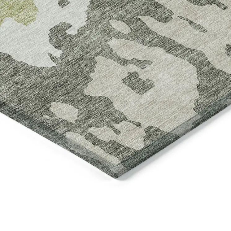 3' X 5' Sage And Ivory Abstract Washable Indoor Outdoor Area Rug