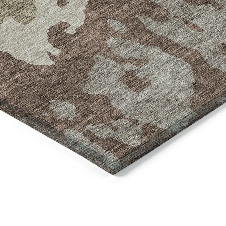 9' X 12' Beige And Taupe Abstract Washable Indoor Outdoor Area Rug