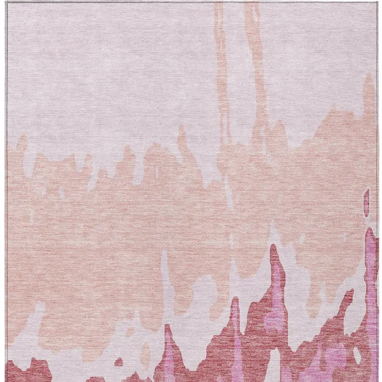 9' X 12' Blush And Pink Abstract Washable Indoor Outdoor Area Rug