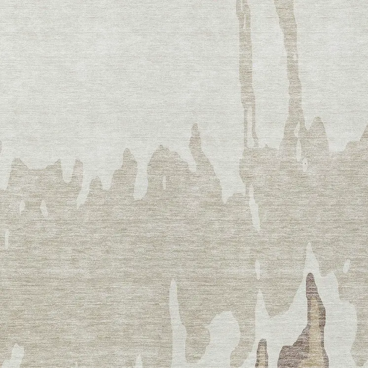 10' X 14' Ivory And Beige Abstract Washable Indoor Outdoor Area Rug