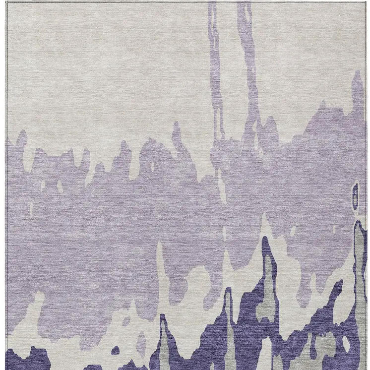 5' X 8' Purple And Ivory Abstract Washable Indoor Outdoor Area Rug