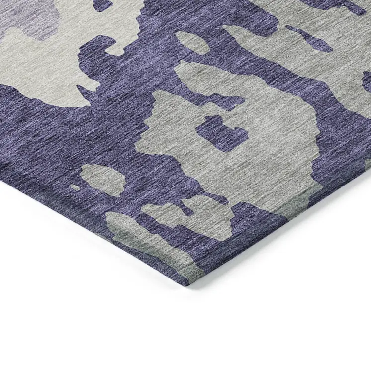 5' X 8' Purple And Ivory Abstract Washable Indoor Outdoor Area Rug