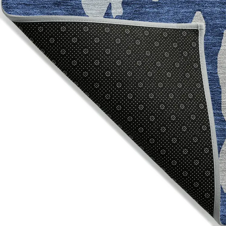 10' X 14' Sky Blue And Denim Blue Abstract Washable Indoor Outdoor Area Rug