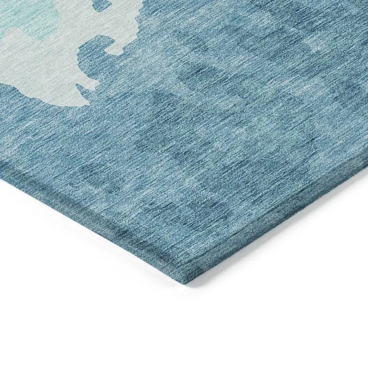 8' X 10' Teal Blue And Aqua Abstract Washable Indoor Outdoor Area Rug