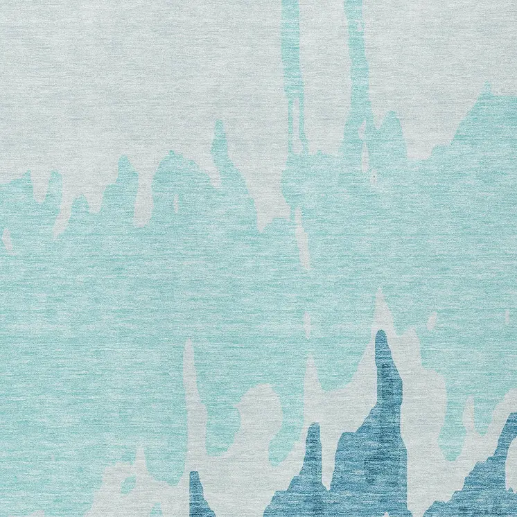9' X 12' Teal Blue And Aqua Abstract Washable Indoor Outdoor Area Rug