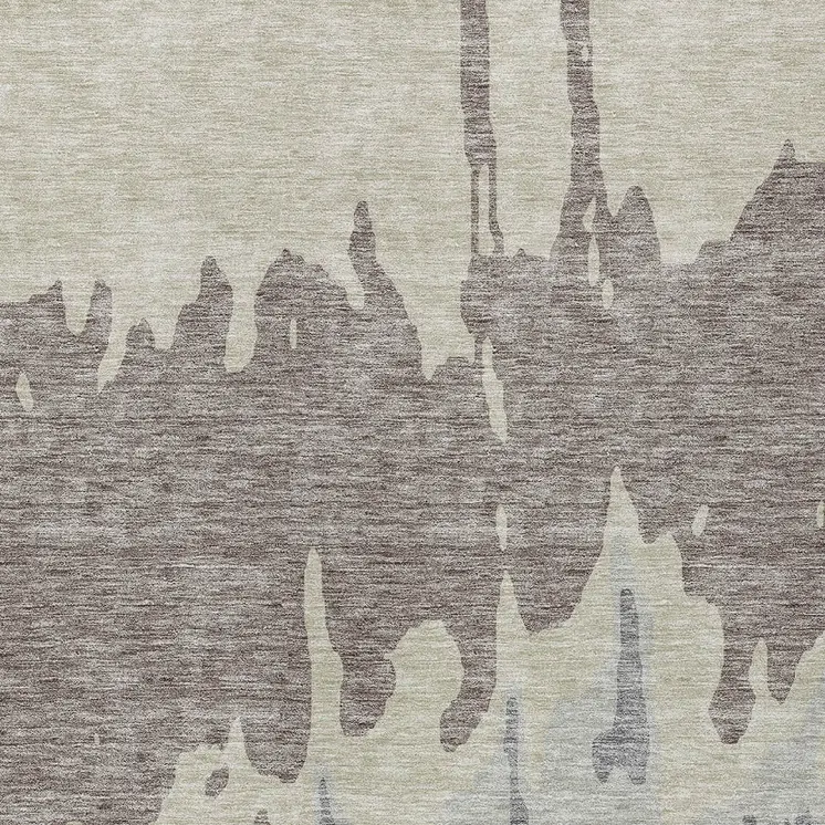 3' X 5' Taupe And Beige Abstract Washable Indoor Outdoor Area Rug