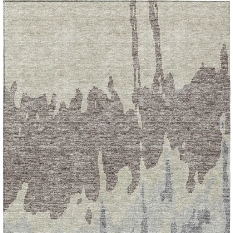 5' X 8' Taupe And Beige Abstract Washable Indoor Outdoor Area Rug