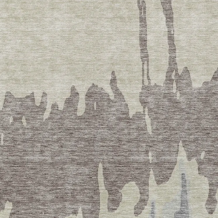 10' X 14' Taupe And Beige Abstract Washable Indoor Outdoor Area Rug