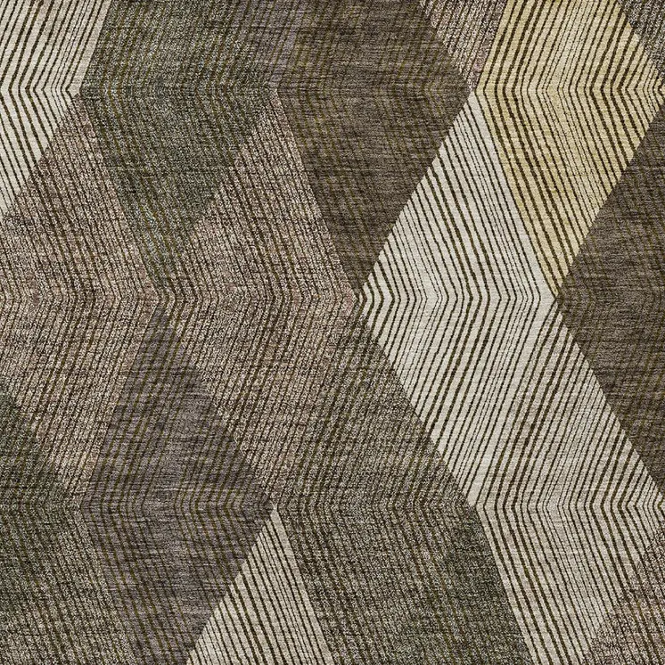 3' X 5' Brown Beige And Gold Argyle Washable Indoor Outdoor Area Rug